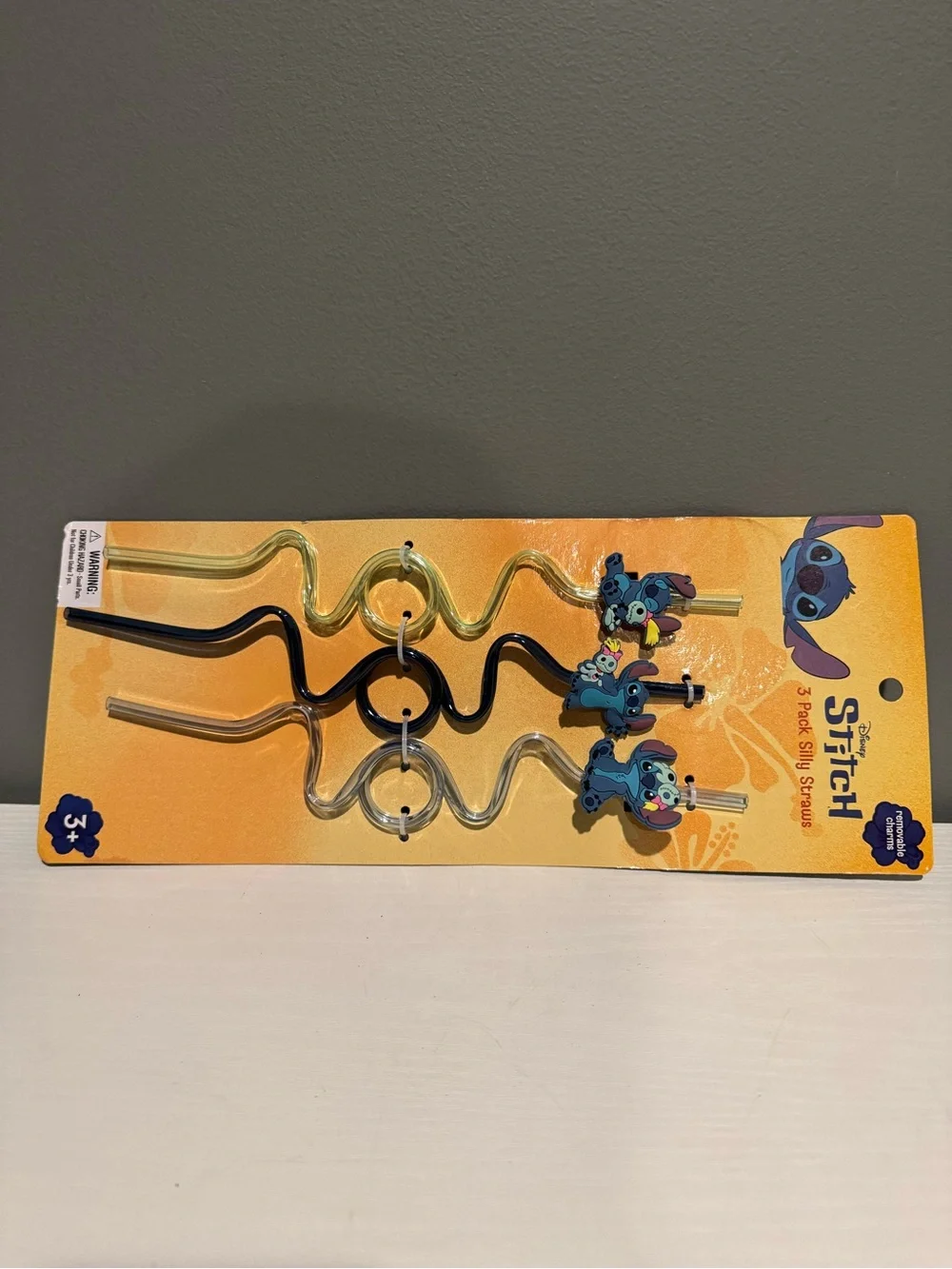 Disney Stitch Silly Straws 3-Pack (Blue, Black, Clear)